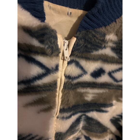 Vintage Donny Brooke Aztec Print Faux Fur Plush Bomber Jacket Size Men’s Large - Picture 2 of 7